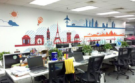 射洪教你设计办公室墙绘的方法。